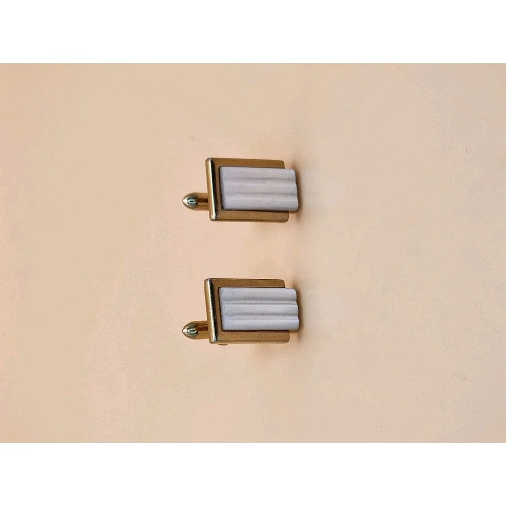 75 Yr Old SWANK USA Mother of Pearl Mid Century Vintage Cufflinks FREE $HIPPING!